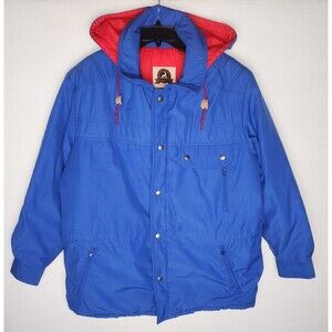 Vintage White Stag Mfg Co Blue Parka Coat Down Blend Ski Jacket 80s Womens XL